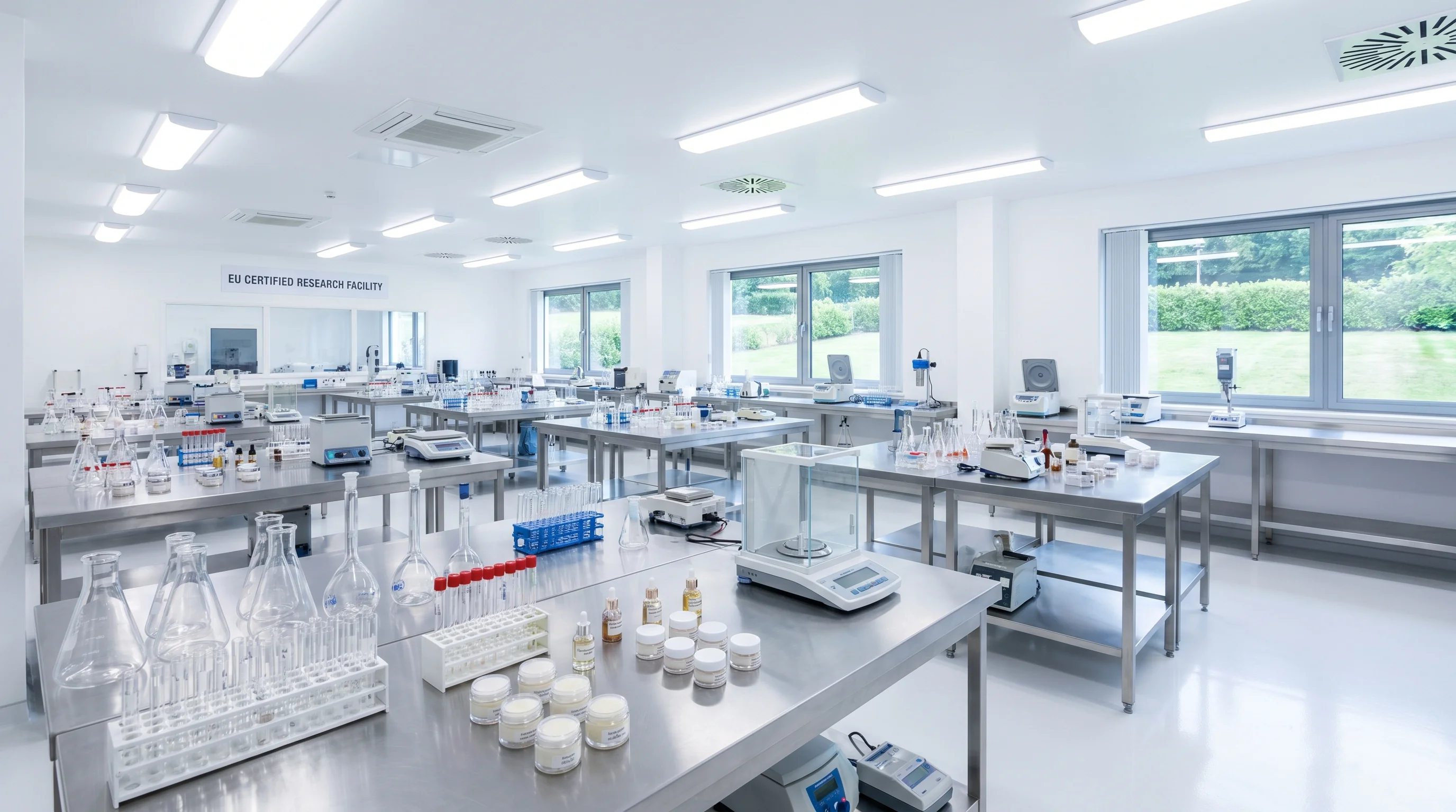 Cosmetics formula laboratory at EU-certified Cosmetic Lab facility in Riga Latvia