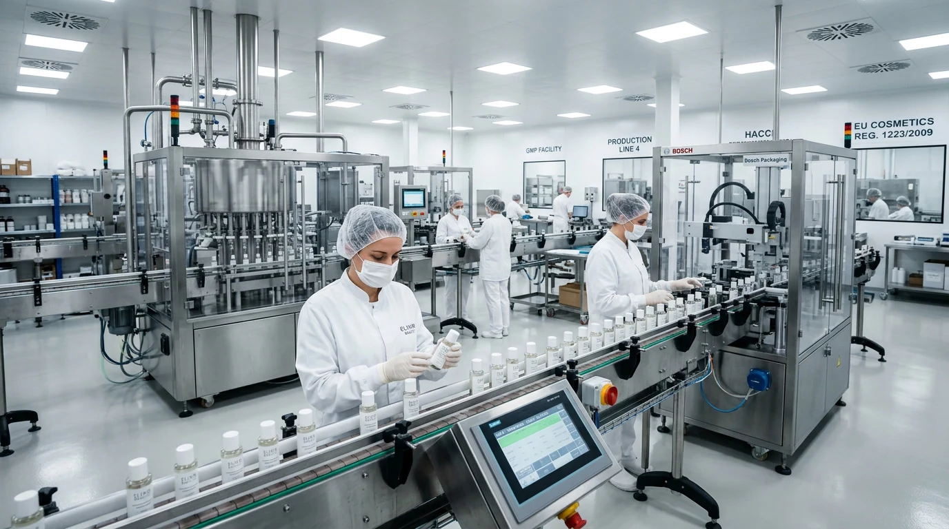 Cosmetics manufacturer in Europe — GMP-certified production line at Cosmetic Lab Riga Latvia