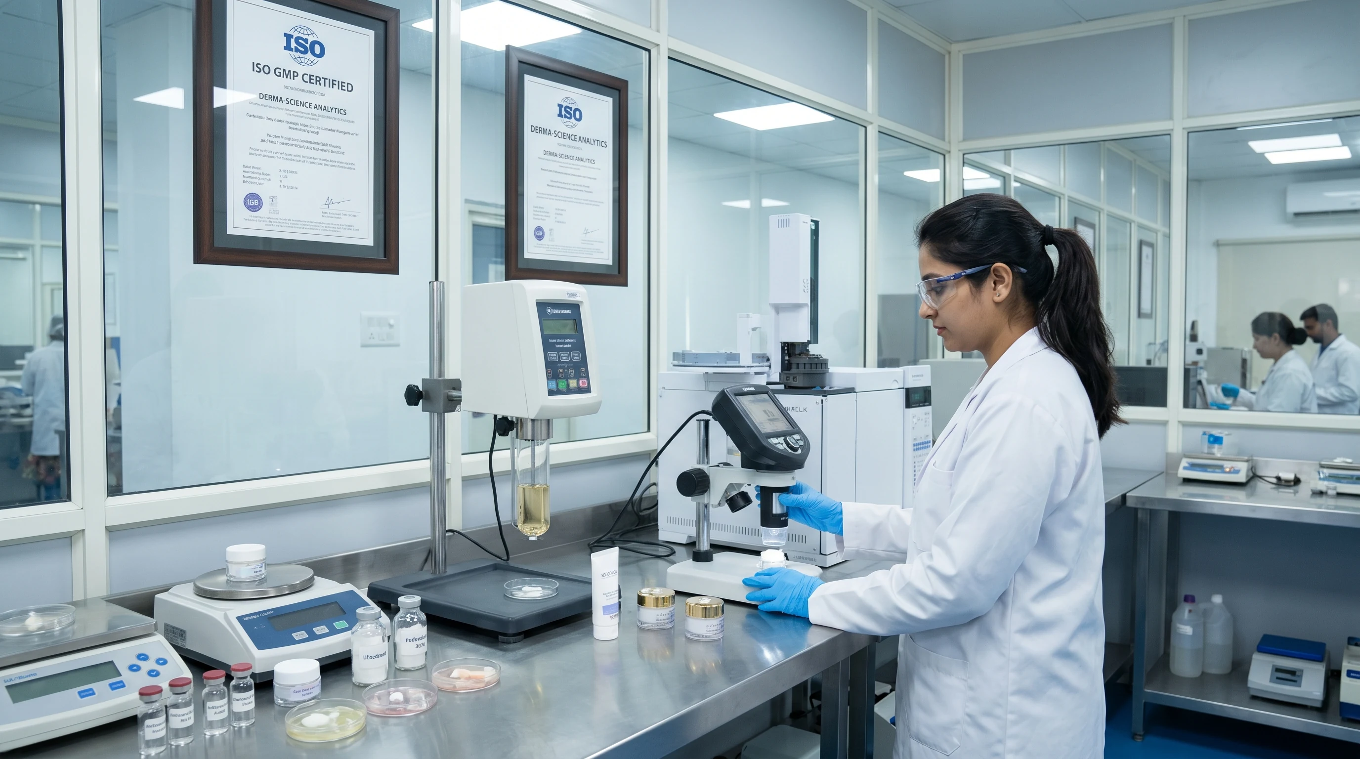 Quality control laboratory for GMP-certified cosmetics contract manufacturer
