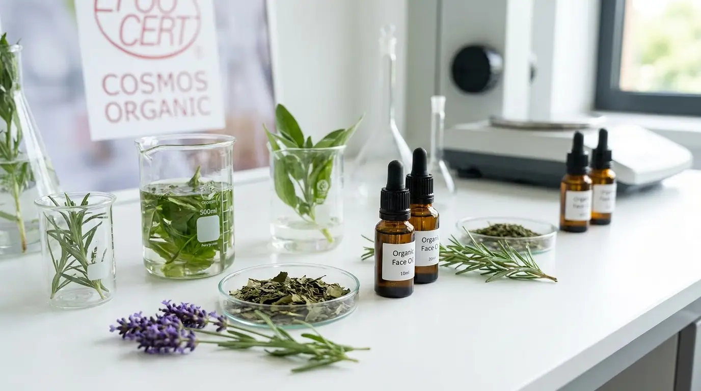 COSMOS and NATRUE certified organic cosmetics ingredients — natural plant extracts and oils