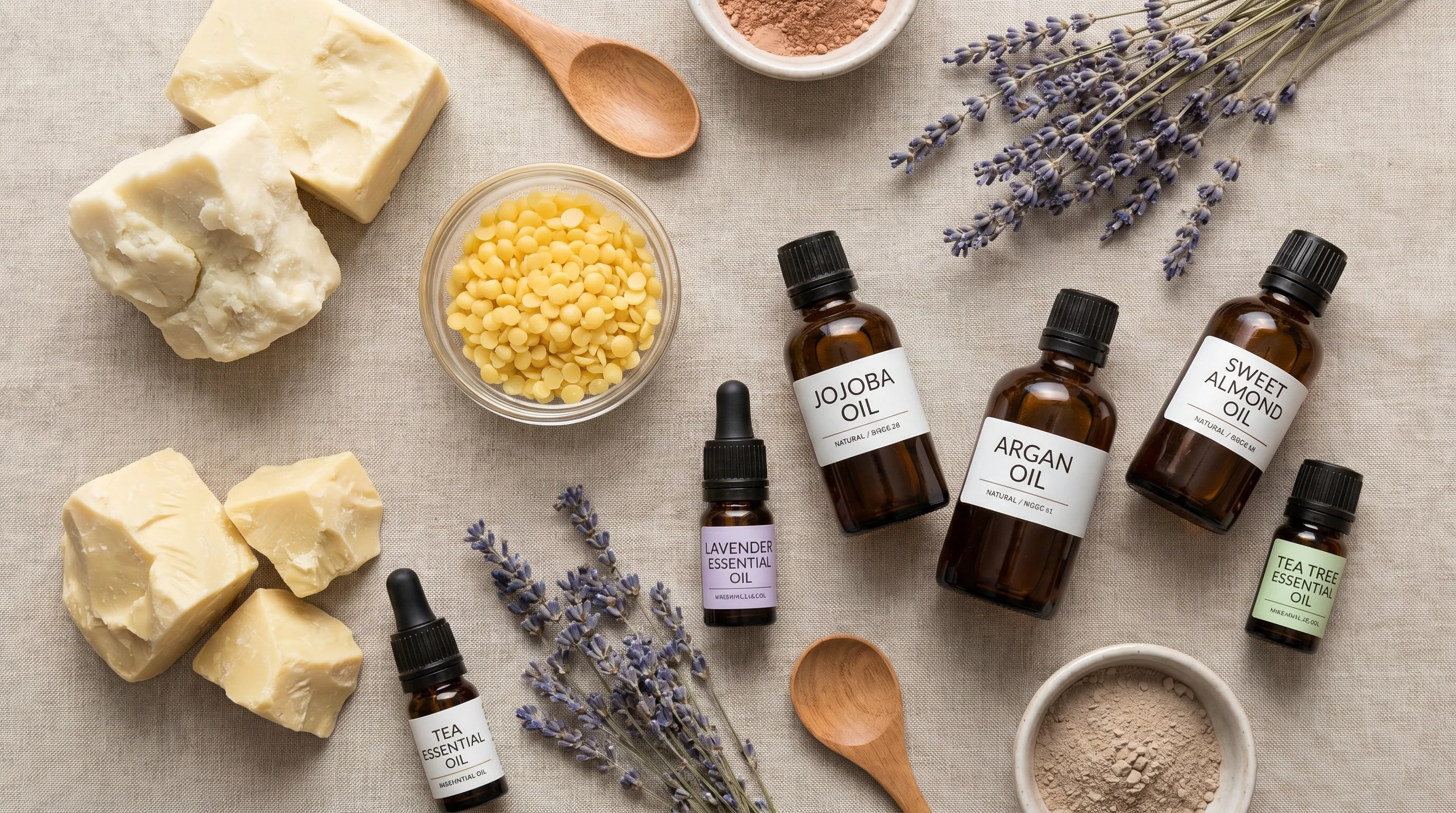 Natural cosmetic formulation ingredients - shea butter botanical oils and waxes for COSMOS Organic custom cosmetic formulation services